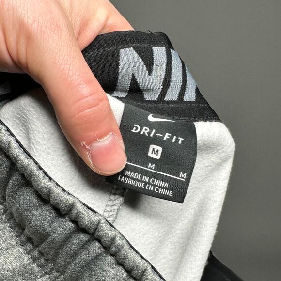 Vintage Y2K Nike Sweatpants Mens M Baggy Light Grey Polyester Black Swoosh - Picture 5 of 5